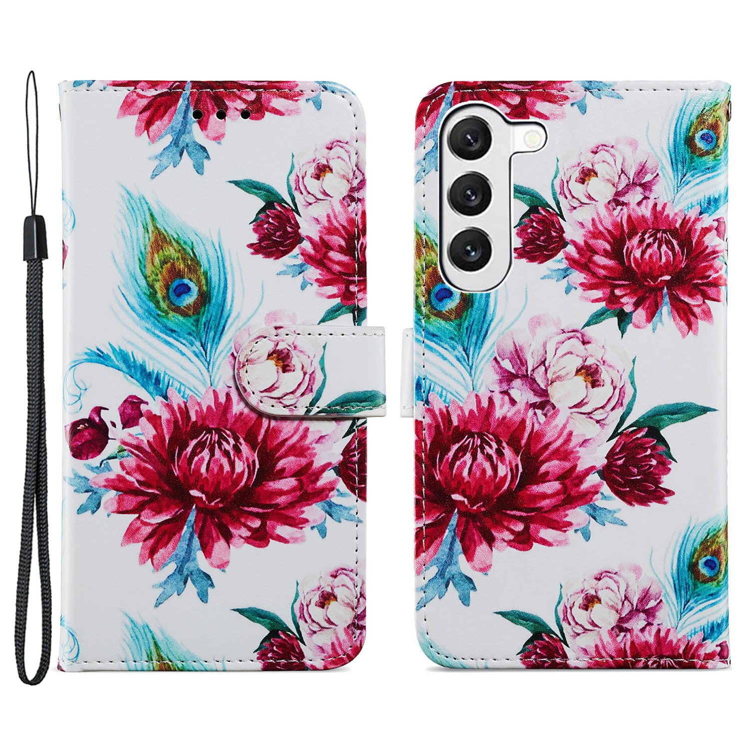 For Samsung Galaxy S23 Anti-fall PU Leather Cover Pattern Printing Wallet Stand Protective Phone Case with Strap For Samsung Galaxy S23 Anti-fall PU Leather Cover Pattern Printing Wallet Stand Protective Phone Case with Strap